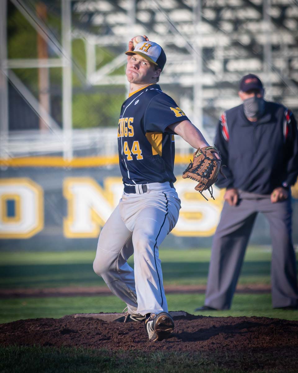 Boy in mid pitch during baseball